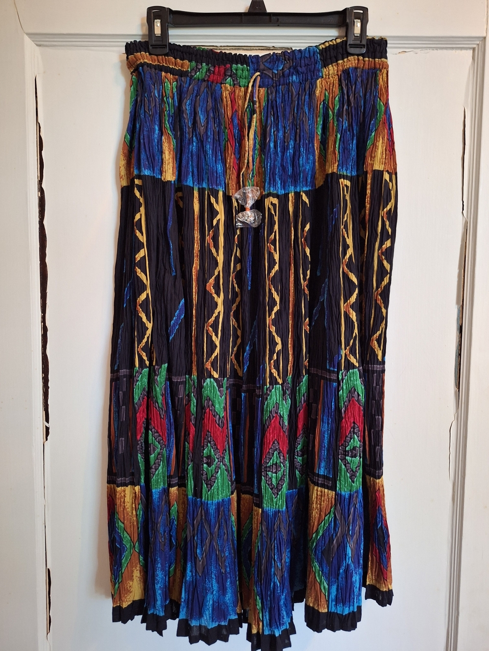 Le Mieux Studio Womens Abstract Printed Maxi Skirt Multicolored OS Boho Festival